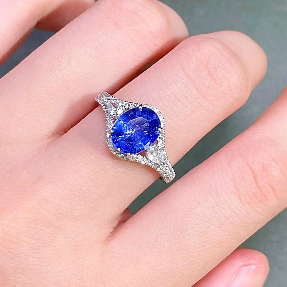 14k Gold 2.12 Ct Natural Sapphire & Diamond Ring - 3