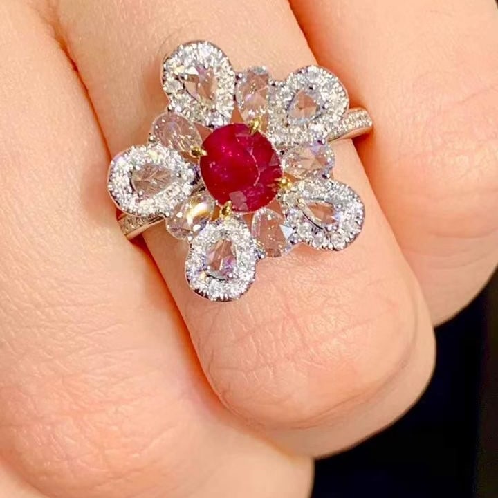 14k Gold 1.05 Ct Natural Ruby & Diamond Ring - 4