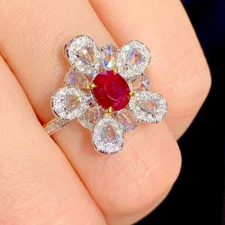 14k Gold 1.05 Ct Natural Ruby & Diamond Ring - 5