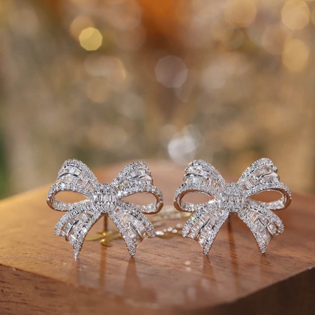 14k Gold 1.00 Ct Natural H Diamond Earrings - 2