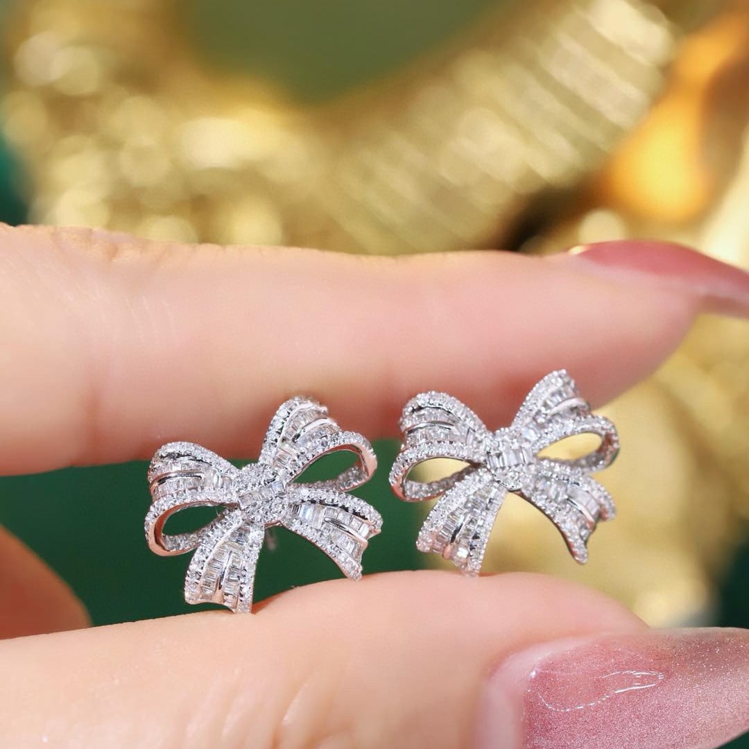 14k Gold 1.00 Ct Natural H Diamond Earrings - 4