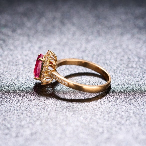 14k Gold 1.34 Ctw Natural Tourmaline & Diamond Ring - 4