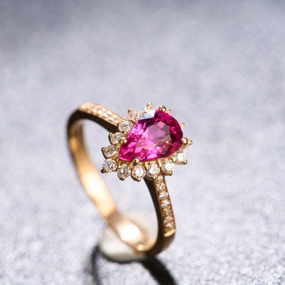 14k Gold 1.34 Ctw Natural Tourmaline & Diamond Ring - 6