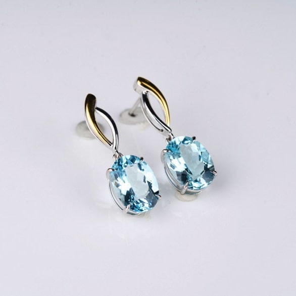 14k Gold 5.8 Ct Natural Aquamarine Earrings - 7