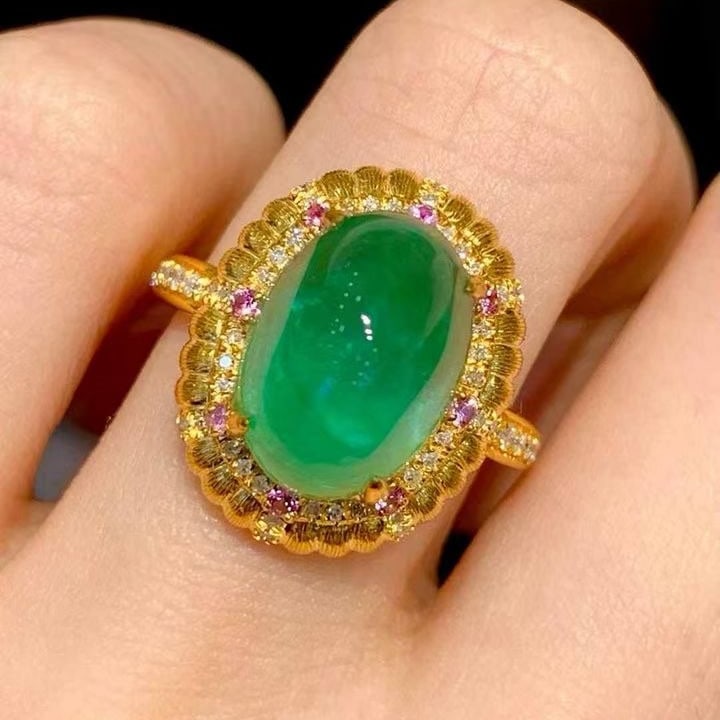 14k Gold 5.88 Ct Natural Emerald & Diamond Ring (1 of 6)