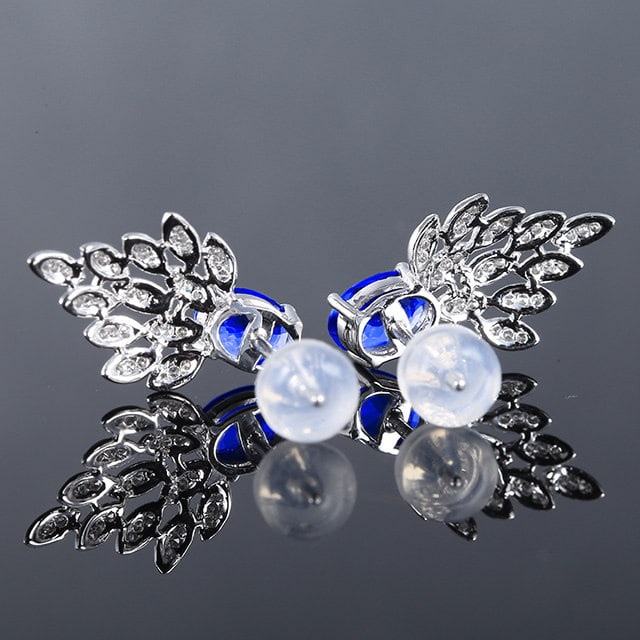 14k Gold 1.31 Ctw Natural Sapphire & Diamond Earrings - 4