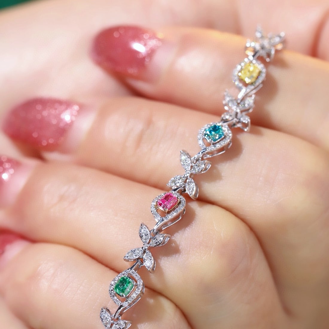 14k Gold 1.1 Ctw Natural Color Diamond & Diamond Bracelet - 6