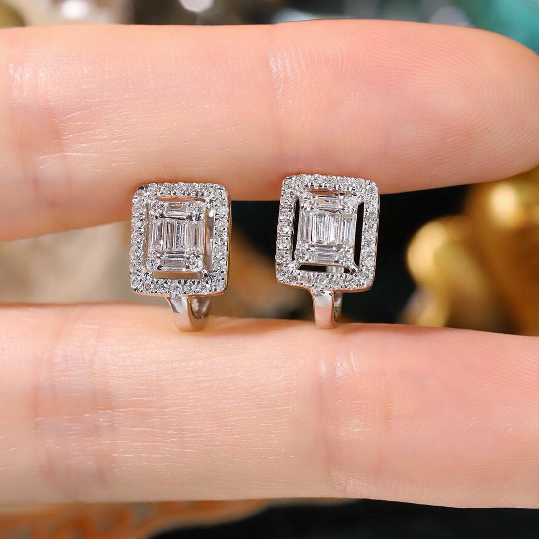 14k Gold 0.6 Ct Natural H Diamond Earrings - 4