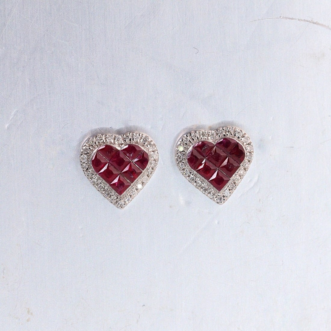 14k Gold 0.34 Ctw Natural Ruby & Diamond Earrings - 7