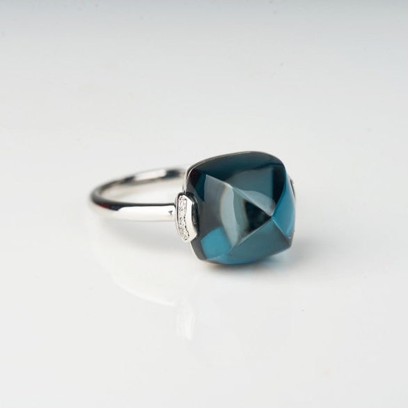 14k Gold 9.95 Ct Natural Topaz & Diamond Ring - 2