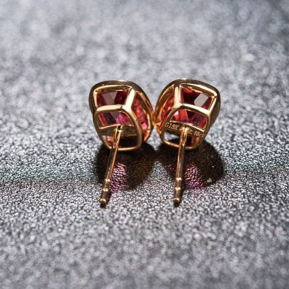 14k Gold 2.58 Ct Natural Tourmaline Earrings - 4