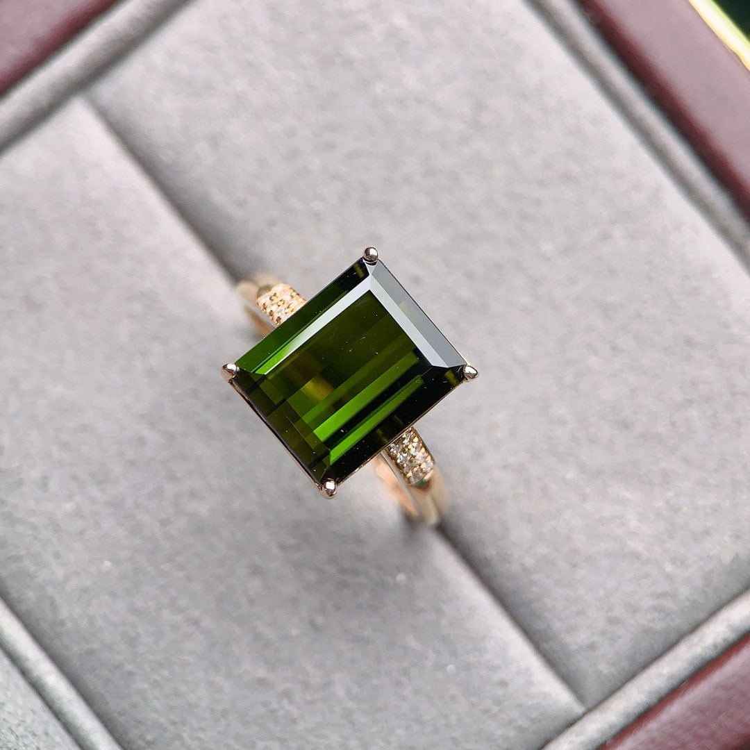 14k Gold 5.75 Ctw Natural Tourmaline & Diamond Ring - 2