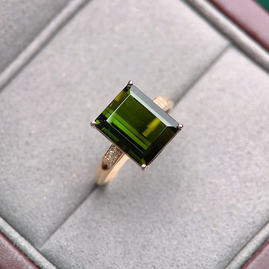 14k Gold 5.75 Ctw Natural Tourmaline & Diamond Ring - 3