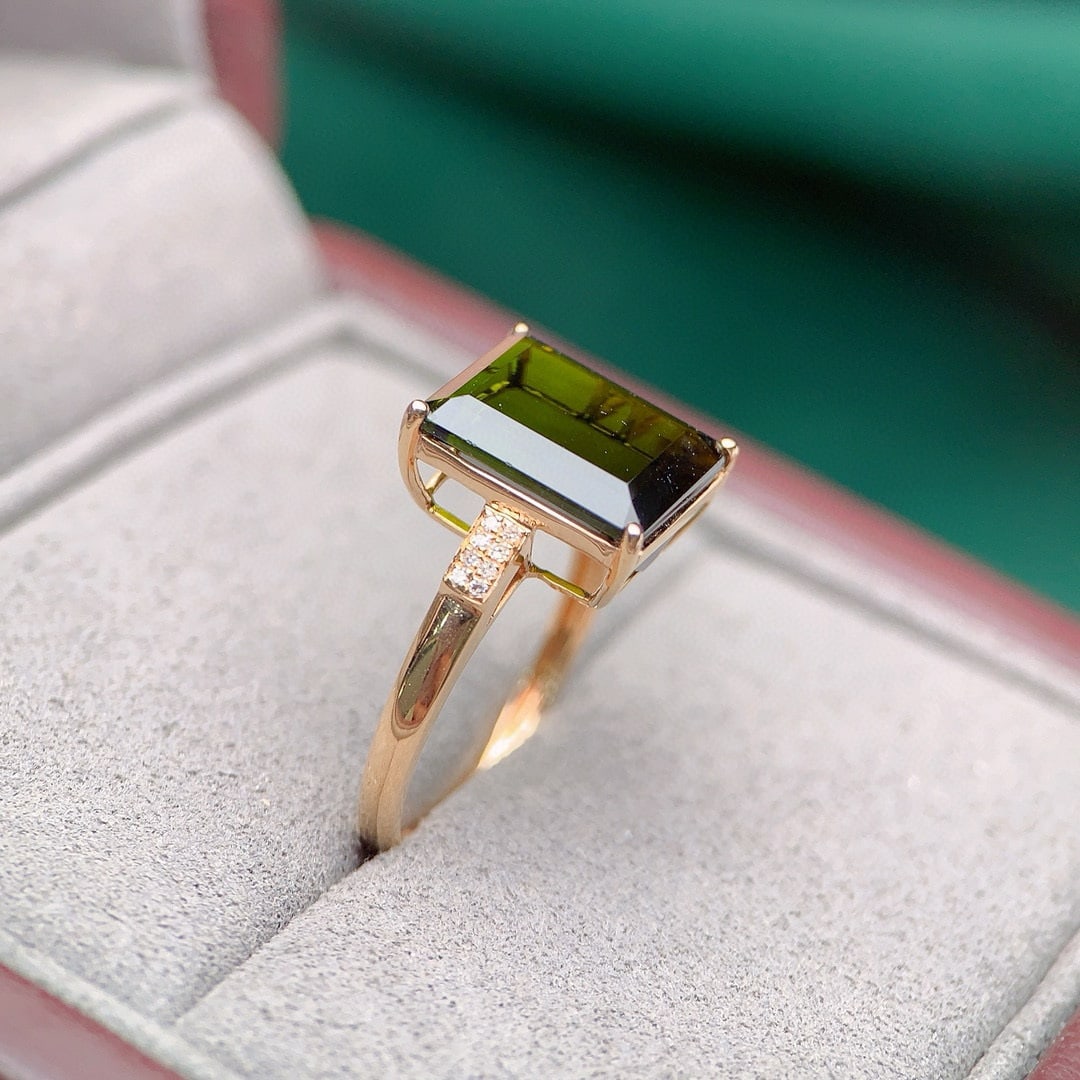 14k Gold 5.75 Ctw Natural Tourmaline & Diamond Ring - 4