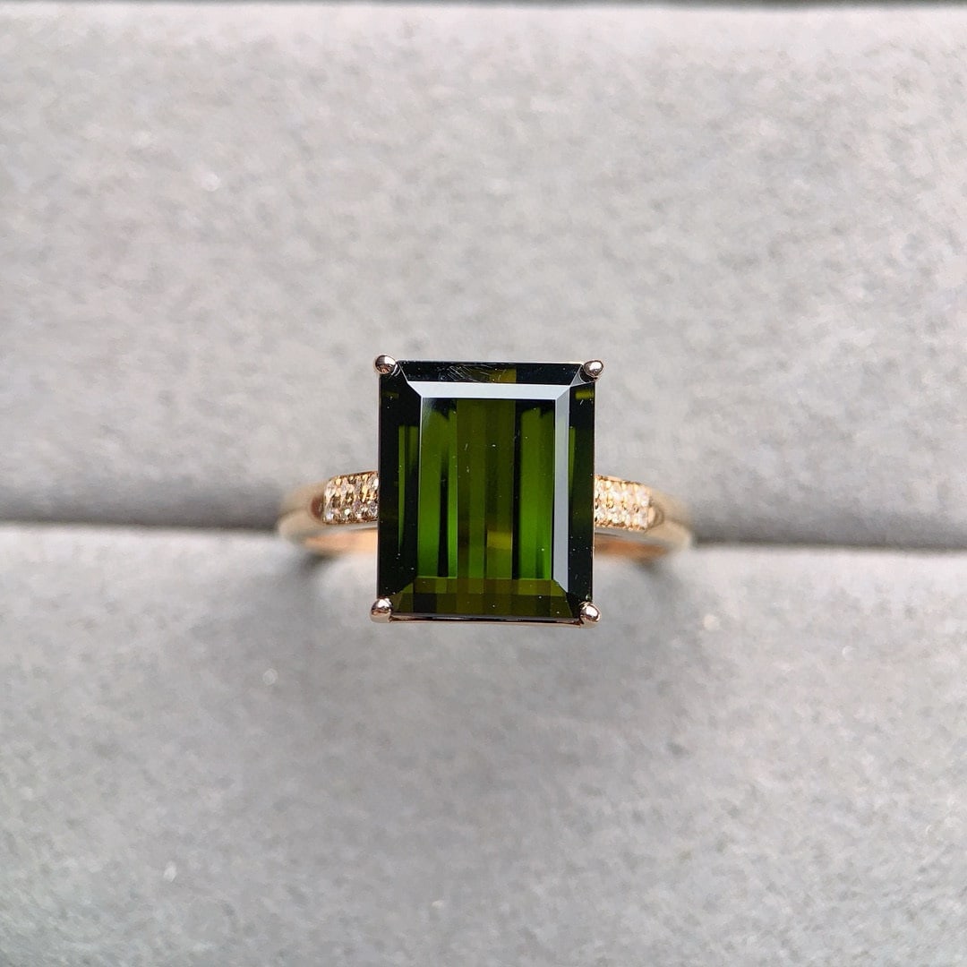 14k Gold 5.75 Ctw Natural Tourmaline & Diamond Ring - 5