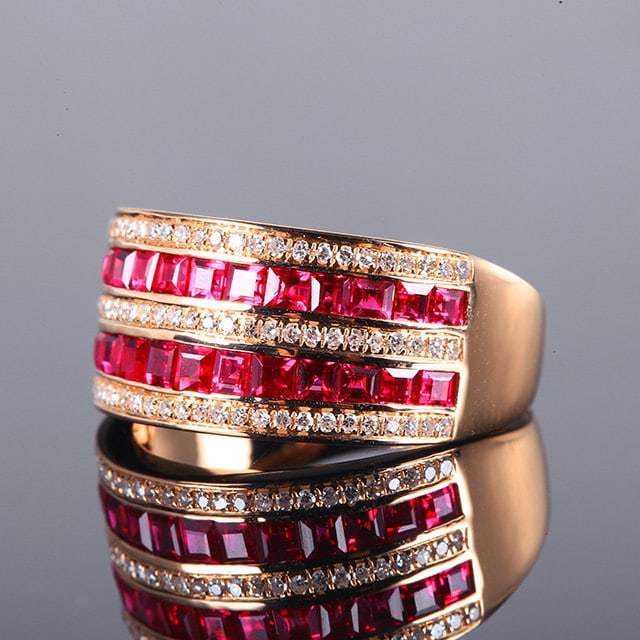 14k Gold 2.24 Ctw Natural Ruby & Diamond Ring - 2