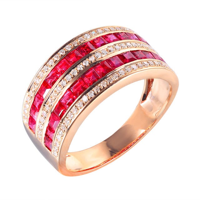 14k Gold 2.24 Ctw Natural Ruby & Diamond Ring - 5