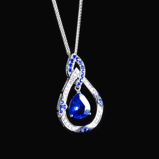 14k Gold 1.73 Ctw Natural Sapphire & Sapphire Pendant( Without Chain ) - 3