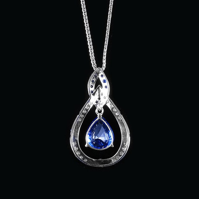 14k Gold 1.73 Ctw Natural Sapphire & Sapphire Pendant( Without Chain ) - 4