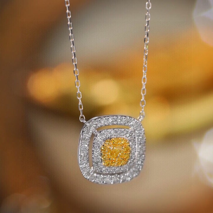 14k Gold 0.50 Ctw Natural Yellow Diamond & Diamond Necklace - 6