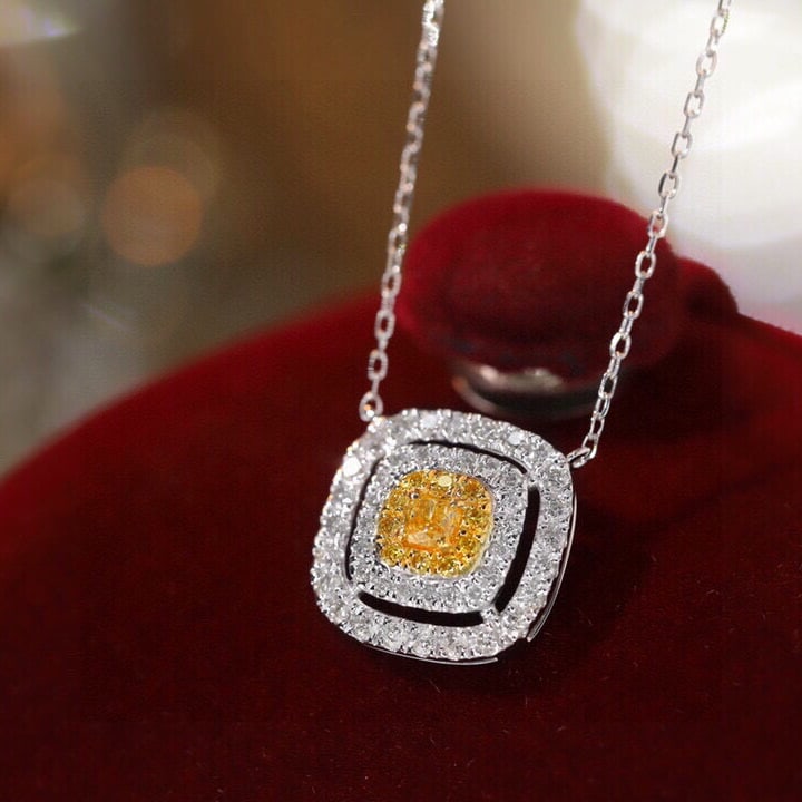 14k Gold 0.50 Ctw Natural Yellow Diamond & Diamond Necklace - 8