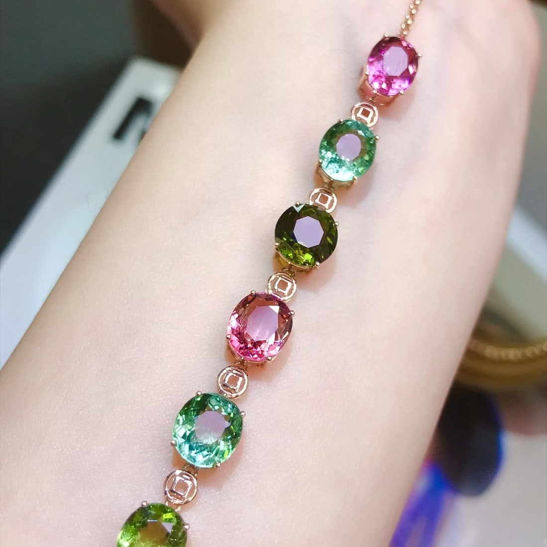 14k Gold 10 Ct Natural Tourmaline Bracelet (1 of 5)