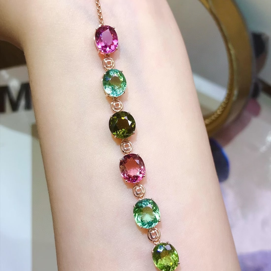 14k Gold 10 Ct Natural Tourmaline Bracelet - 3