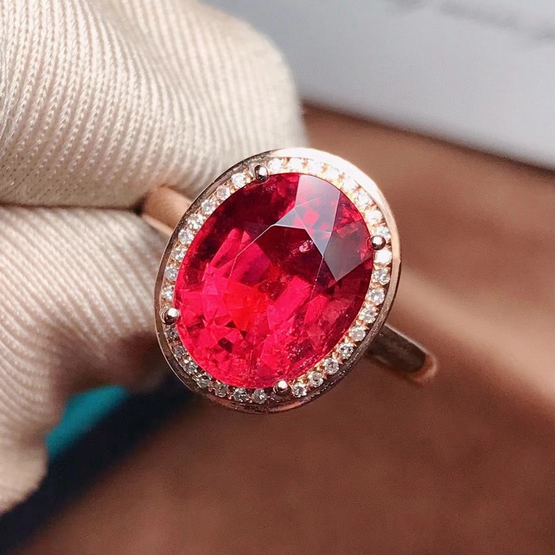 14k Gold 4.75 Ct Natural Tourmaline & Diamond Ring - 3