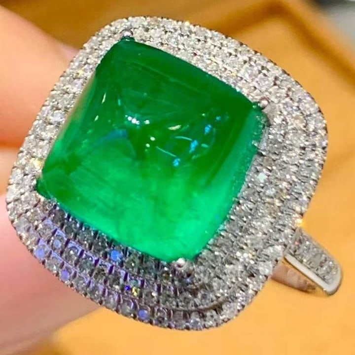 14k Gold 6.01 Ct Natural Emerald & Diamond Ring - 2