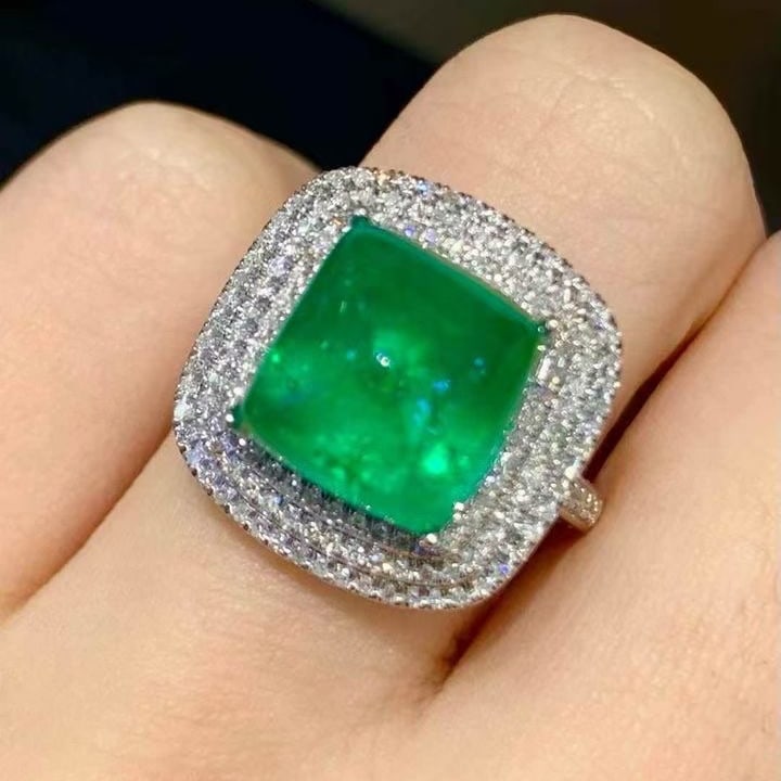 14k Gold 6.01 Ct Natural Emerald & Diamond Ring - 5