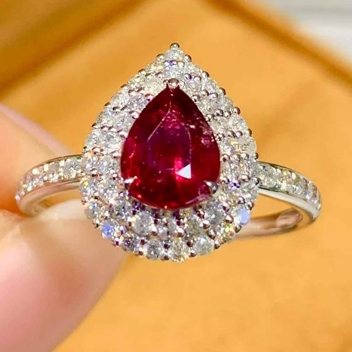 14k Gold 0.99 Ct Natural Ruby & Diamond Ring (1 of 6)