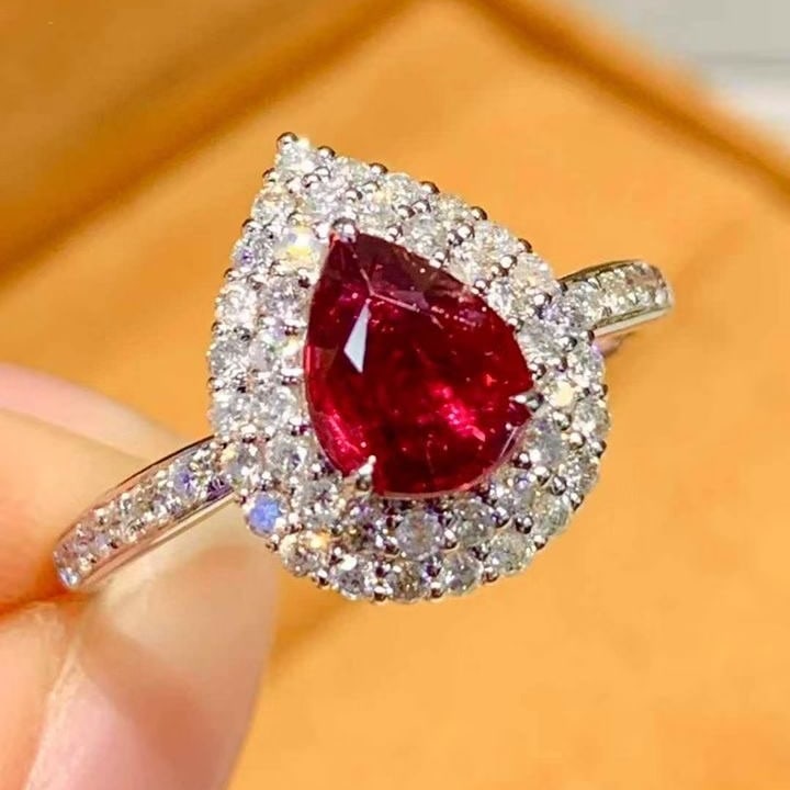 14k Gold 0.99 Ct Natural Ruby & Diamond Ring - 2