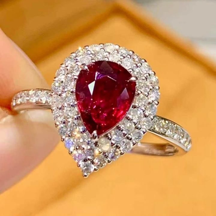 14k Gold 0.99 Ct Natural Ruby & Diamond Ring - 3