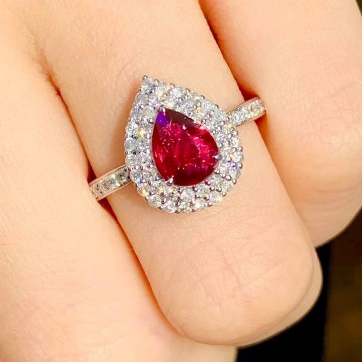 14k Gold 0.99 Ct Natural Ruby & Diamond Ring - 4