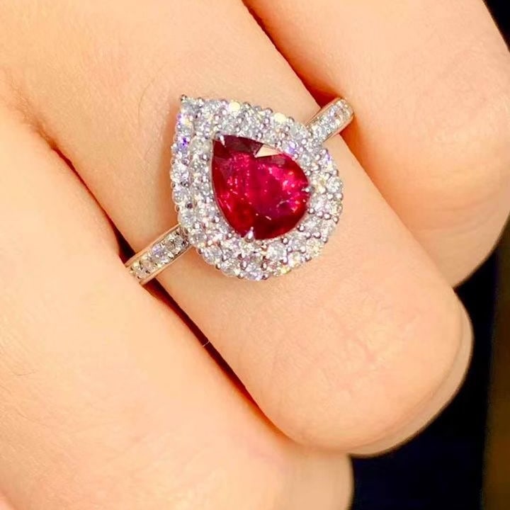 14k Gold 0.99 Ct Natural Ruby & Diamond Ring - 5