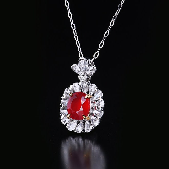 14k Gold 2.00 Ctw Natural Sapphire & Diamond Pendant( Without Chain ) - 2