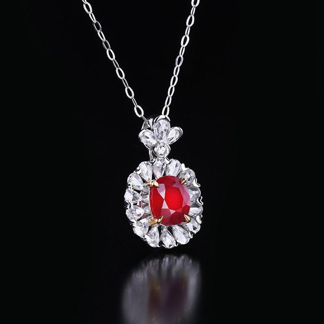 14k Gold 2.00 Ctw Natural Sapphire & Diamond Pendant( Without Chain ) - 3