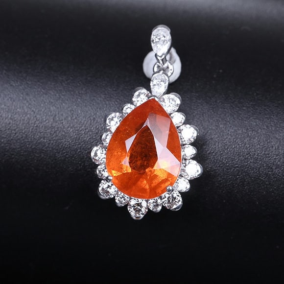 14k Gold 3.94 Ctw Natural Spessartine & Diamond Pendant( Without Chain ) - 5