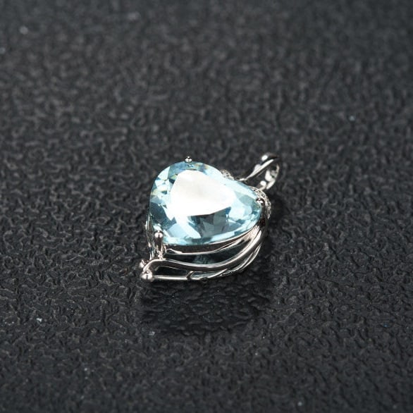 14k Gold 4.43 Ct Natural Aquamarine & Diamond Pendant( Without Chain ) - 6