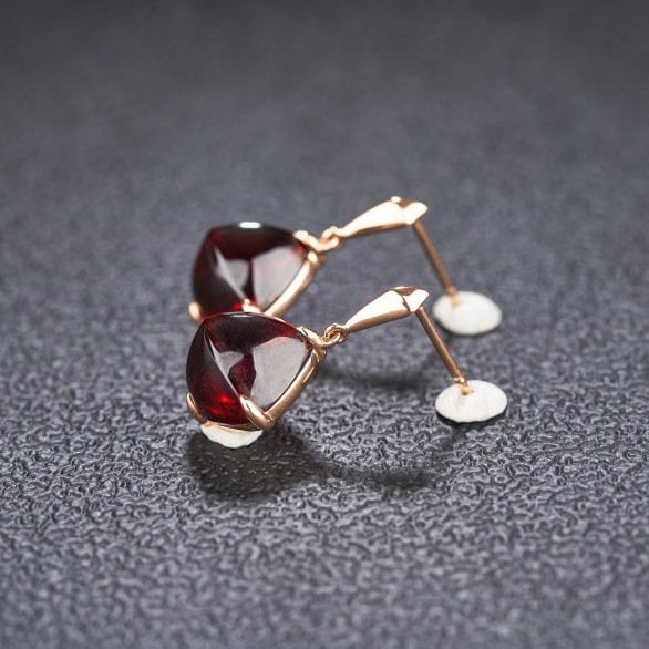 14k Gold 12.06 Ct Natural Garnet Earrings - 4