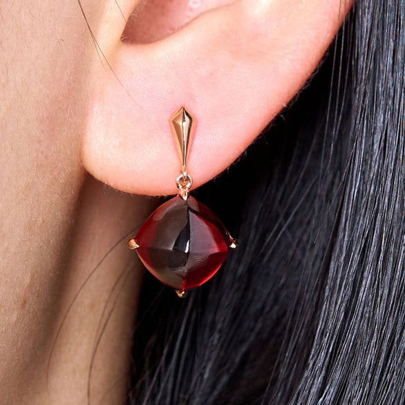 14k Gold 12.06 Ct Natural Garnet Earrings - 8