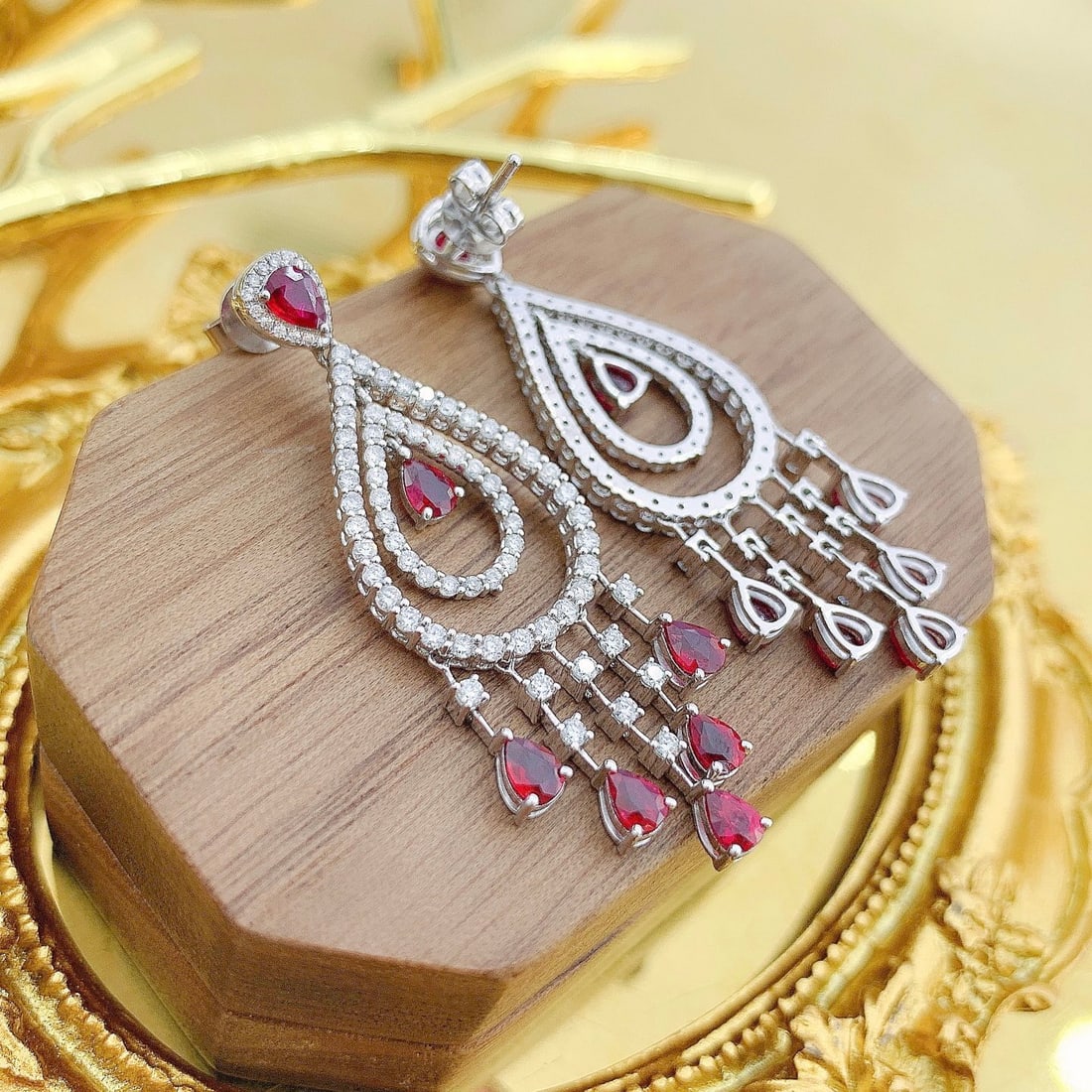 14k Gold 3.38 Ctw Natural Ruby & Diamond Earrings - 3