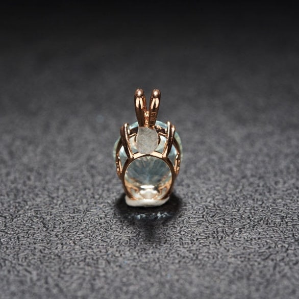 14k Gold 4.17 Ct Natural Aquamarine & Diamond Pendant( Without Chain ) - 5