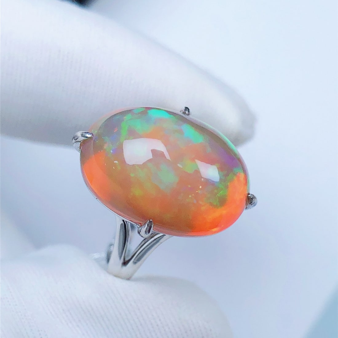 14k Gold 7.21 Ct Natural Opal Ring - 5