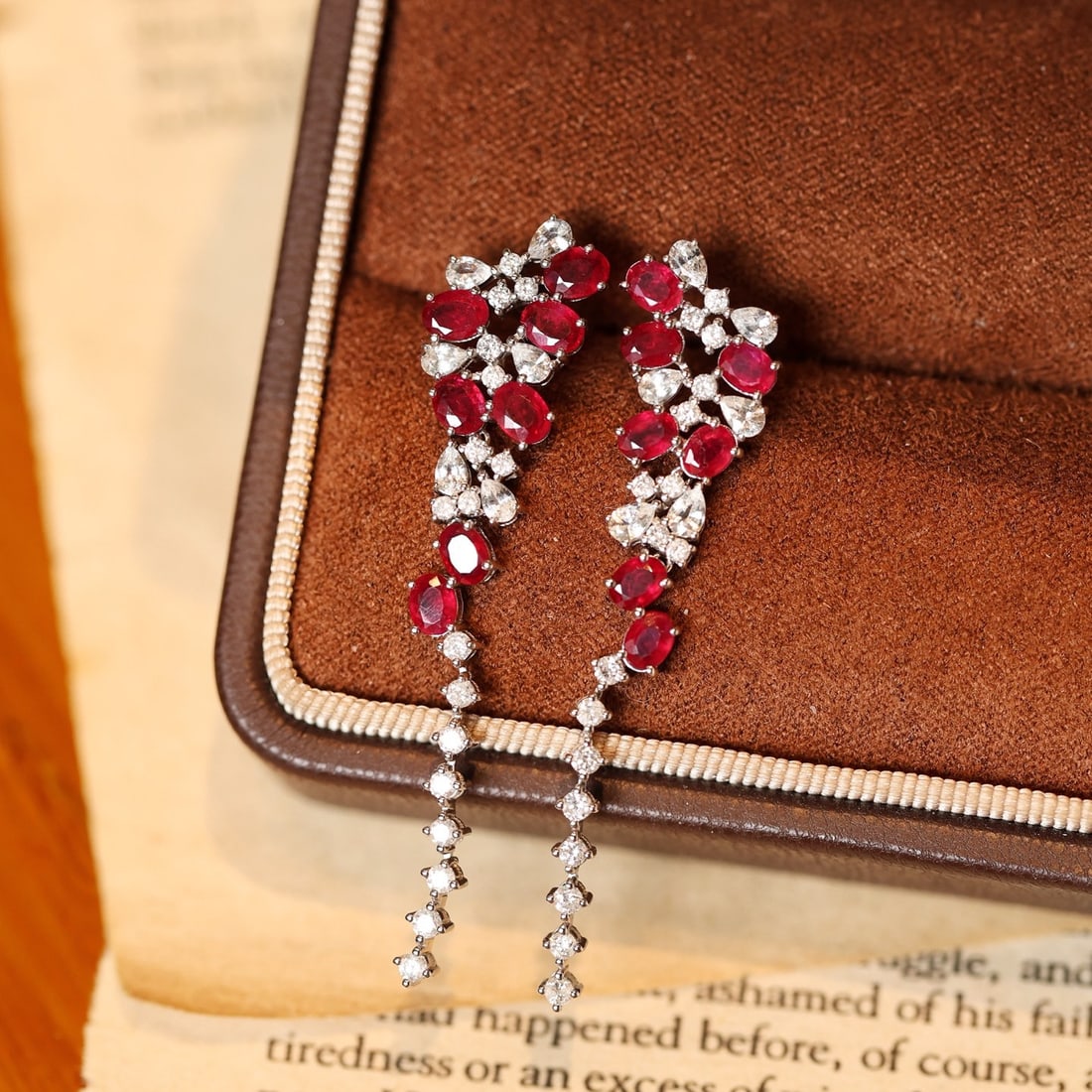 14k Gold 3.34 Ctw Natural Ruby & Sapphire Earrings - 2