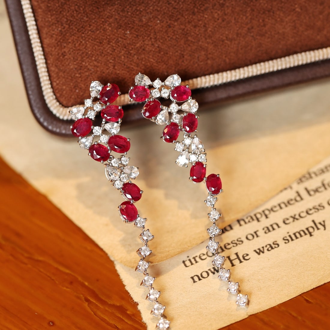 14k Gold 3.34 Ctw Natural Ruby & Sapphire Earrings - 3