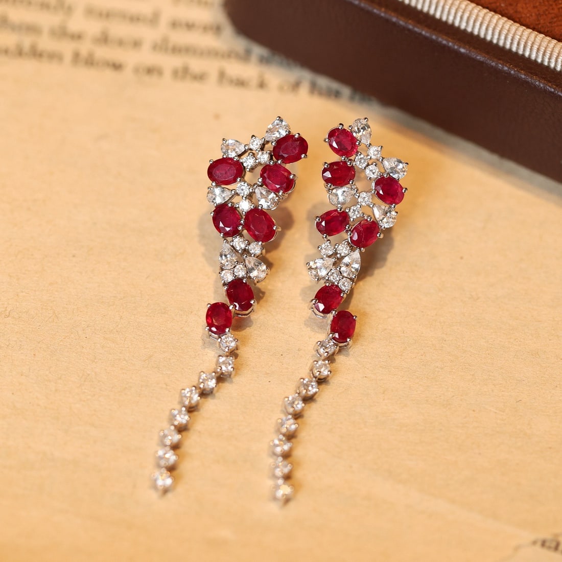 14k Gold 3.34 Ctw Natural Ruby & Sapphire Earrings - 4