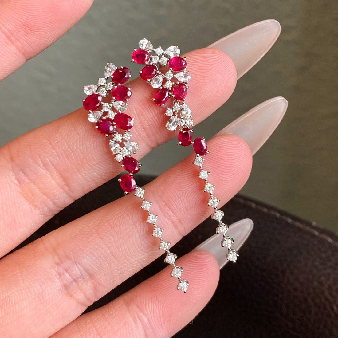 14k Gold 3.34 Ctw Natural Ruby & Sapphire Earrings - 5