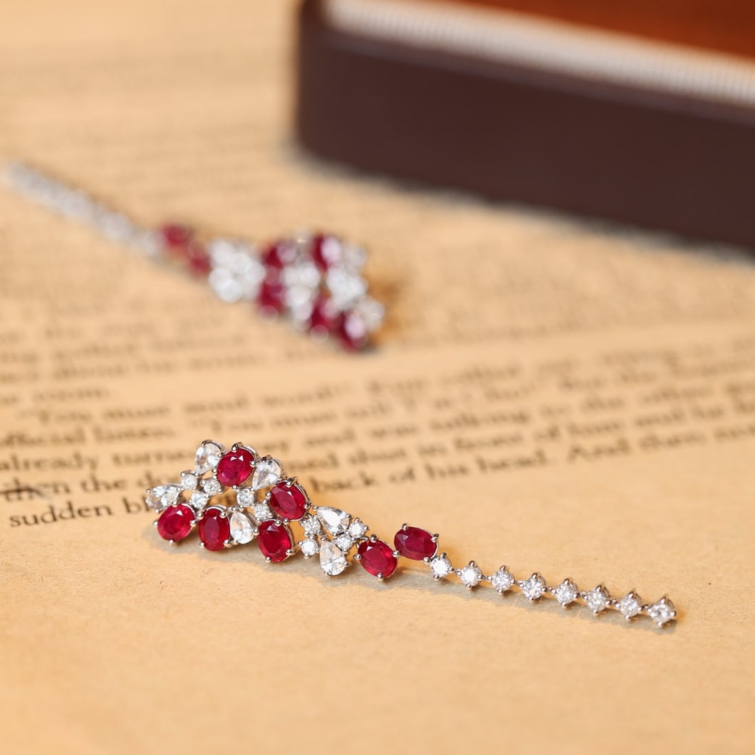 14k Gold 3.34 Ctw Natural Ruby & Sapphire Earrings - 8