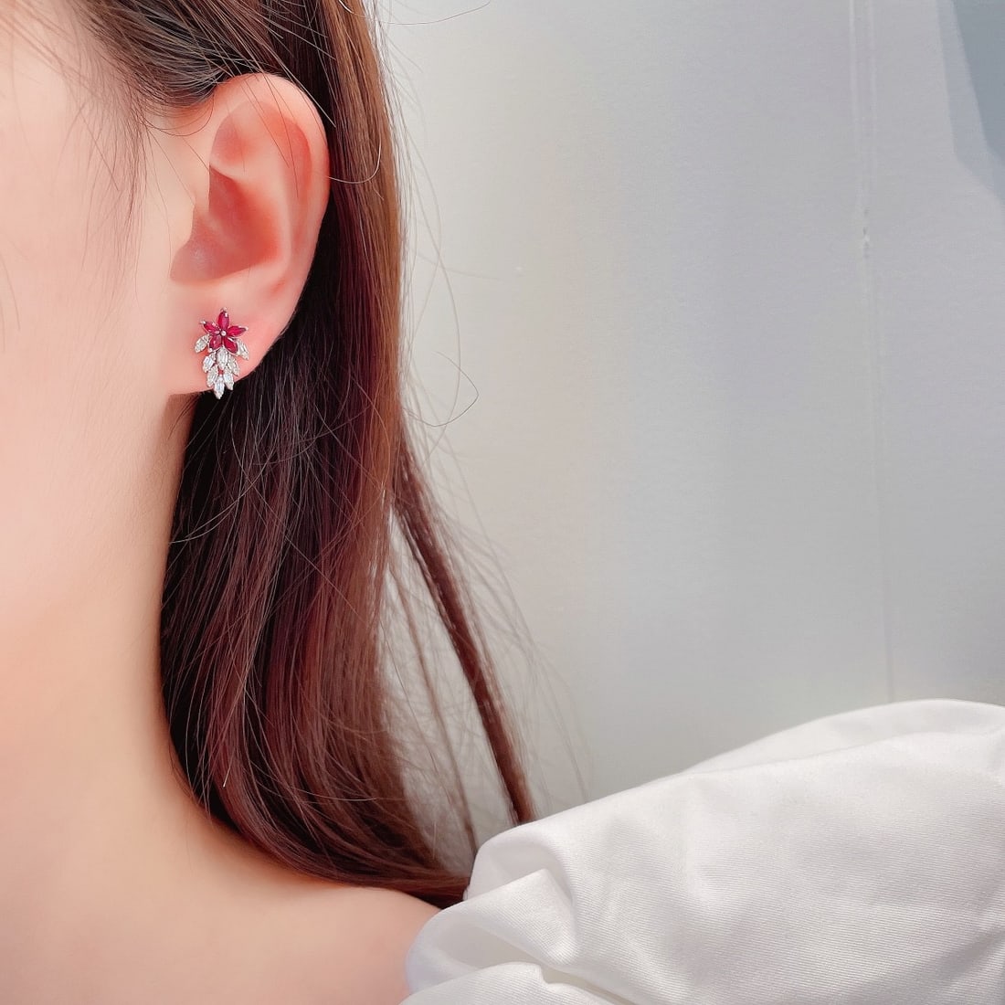 14k Gold 1.28 Ctw Natural Ruby & Diamond Earrings - 2